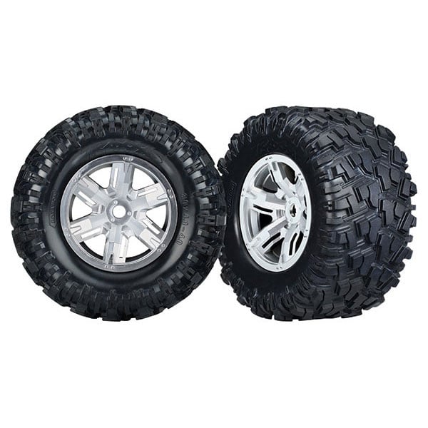 Traxxas Roues montees collees X-Maxx chromee satin droit et gauche (2) 7772R – Image 1