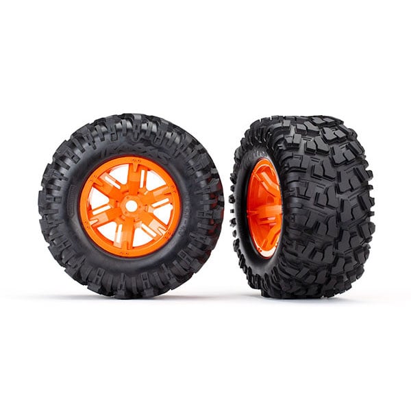 Traxxas Roues montees collees X-Maxx oranges droit et gauche (2) 7772T – Image 1