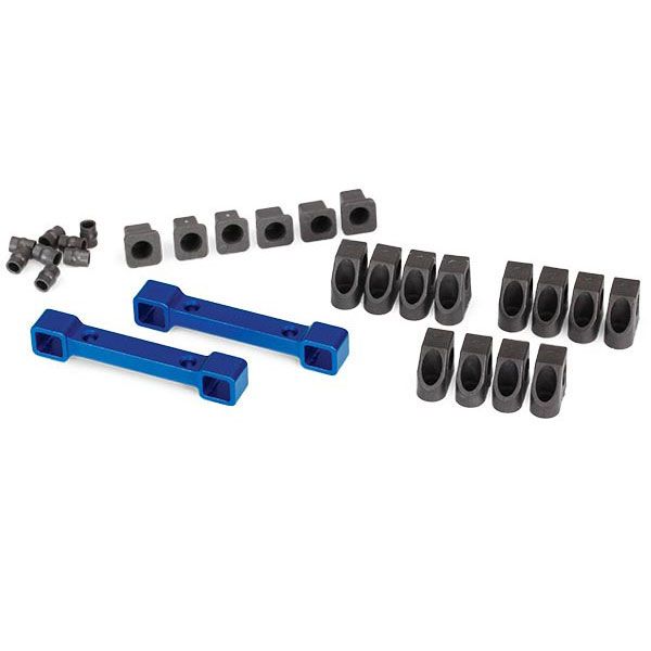 Traxxas Supports alu bleu (2) + cales d&rsquo;axes (12) de triangles avant / arrière 8334X