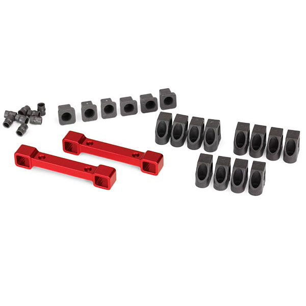 Traxxas Supports alu rouge (2) + cales d&rsquo;axes (12) de triangles avant / arrière 8334R